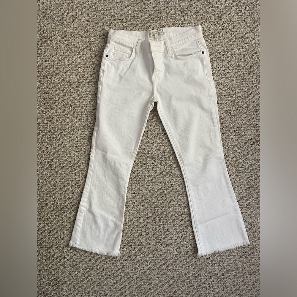 Current/Elliott white frayed jeans